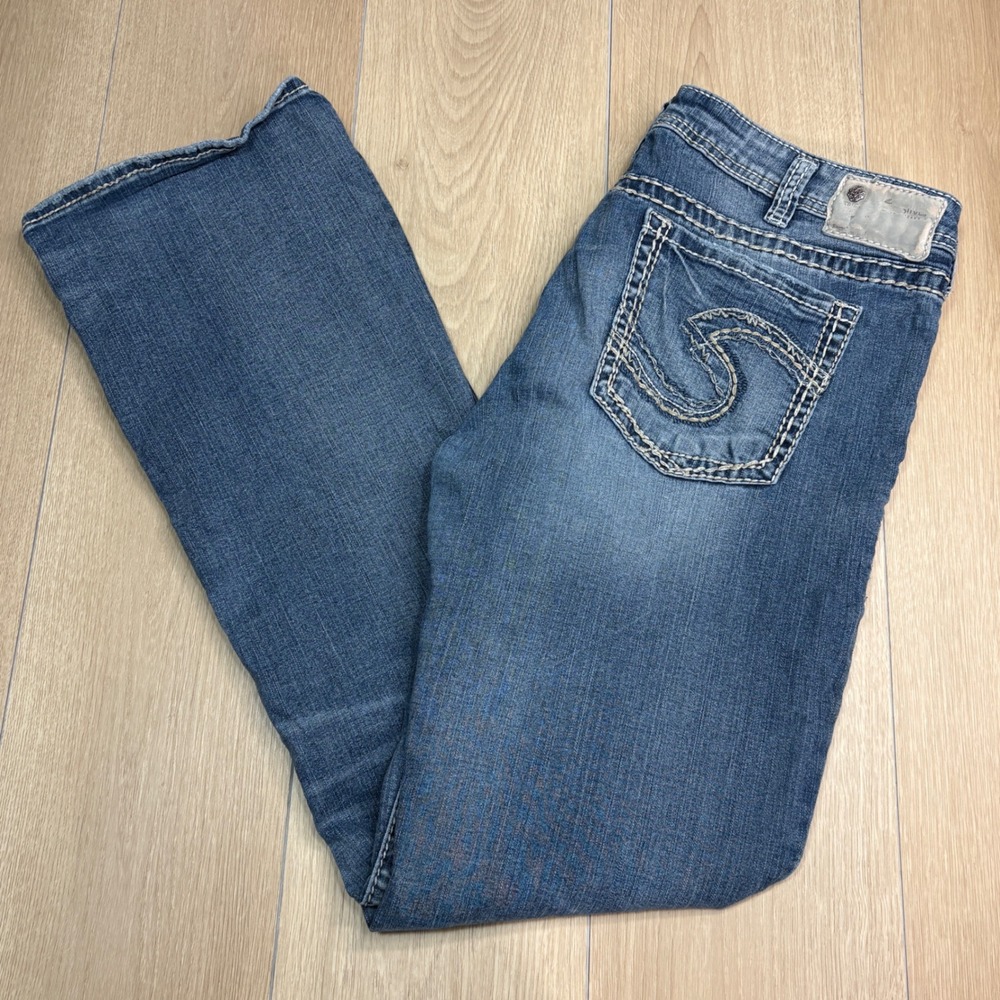 Silver Jeans Co Aiko Mid Boot Blue Denim Jeans W33 L33 L83717SAI240 Medium‎ Wash